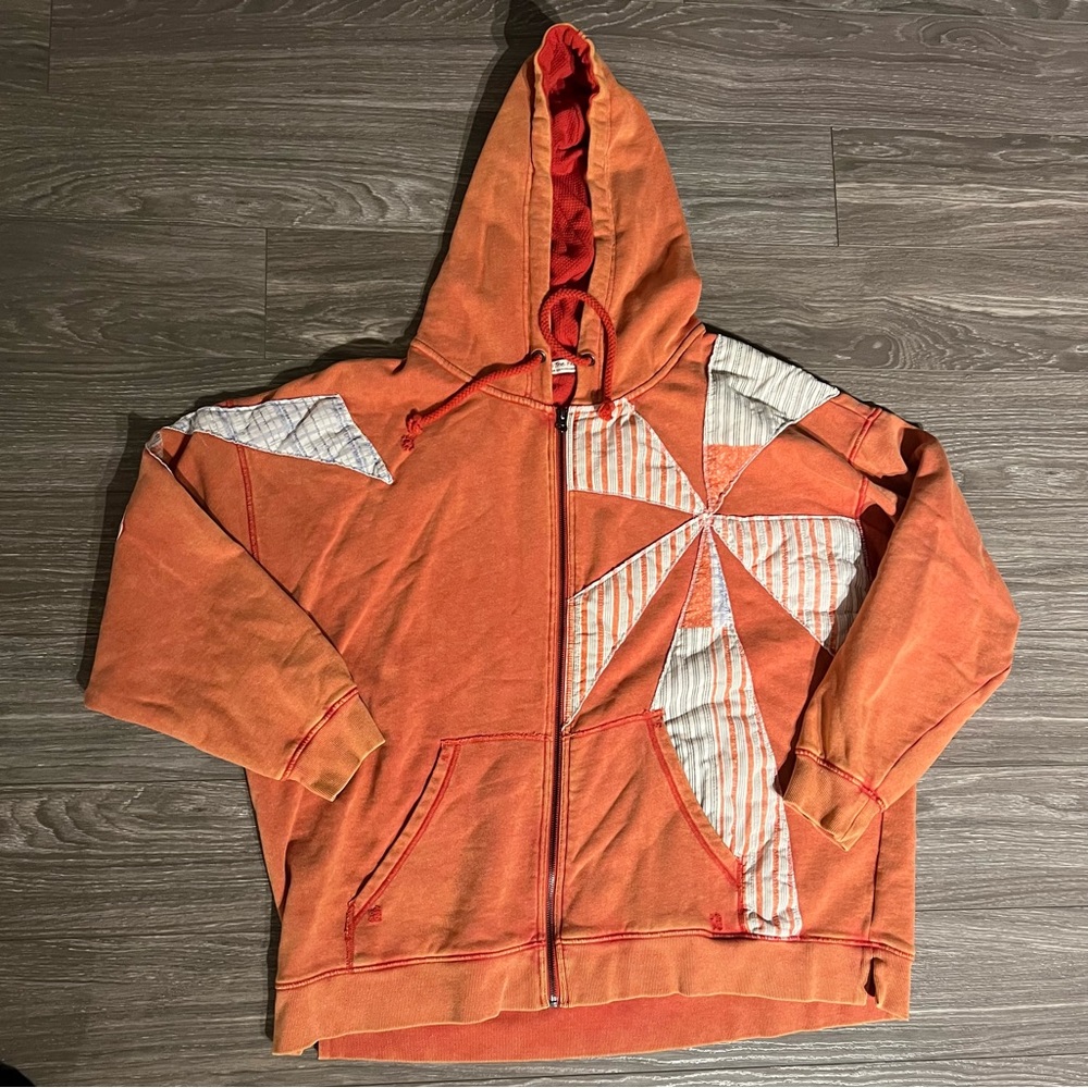 Free People Zip Up with Quilted Patches